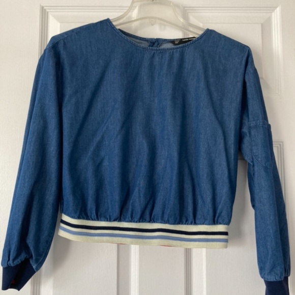 ZARA Denim Crop Shirt Size S Size 4 - Picture 2 of 5
